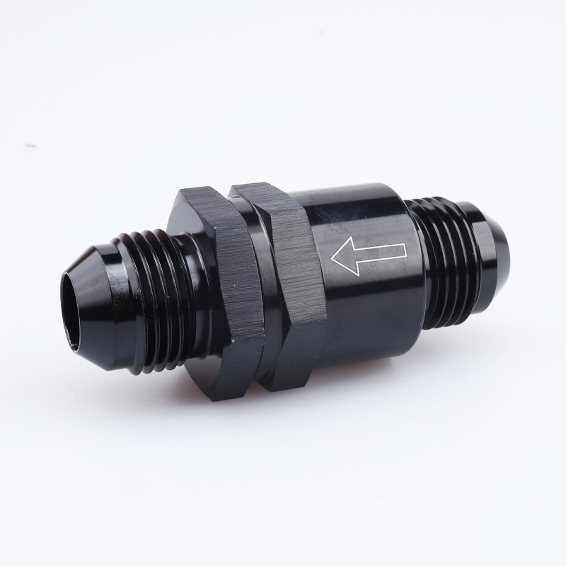 AC PERFORMANCE Aluminium -8 AN to AN8 Flare Inline Check Valve with Spring Design Inside Parts, Non Return One Way Check Valve Male Hose Fitting, Full Length 62.6MM, Black - Image 3